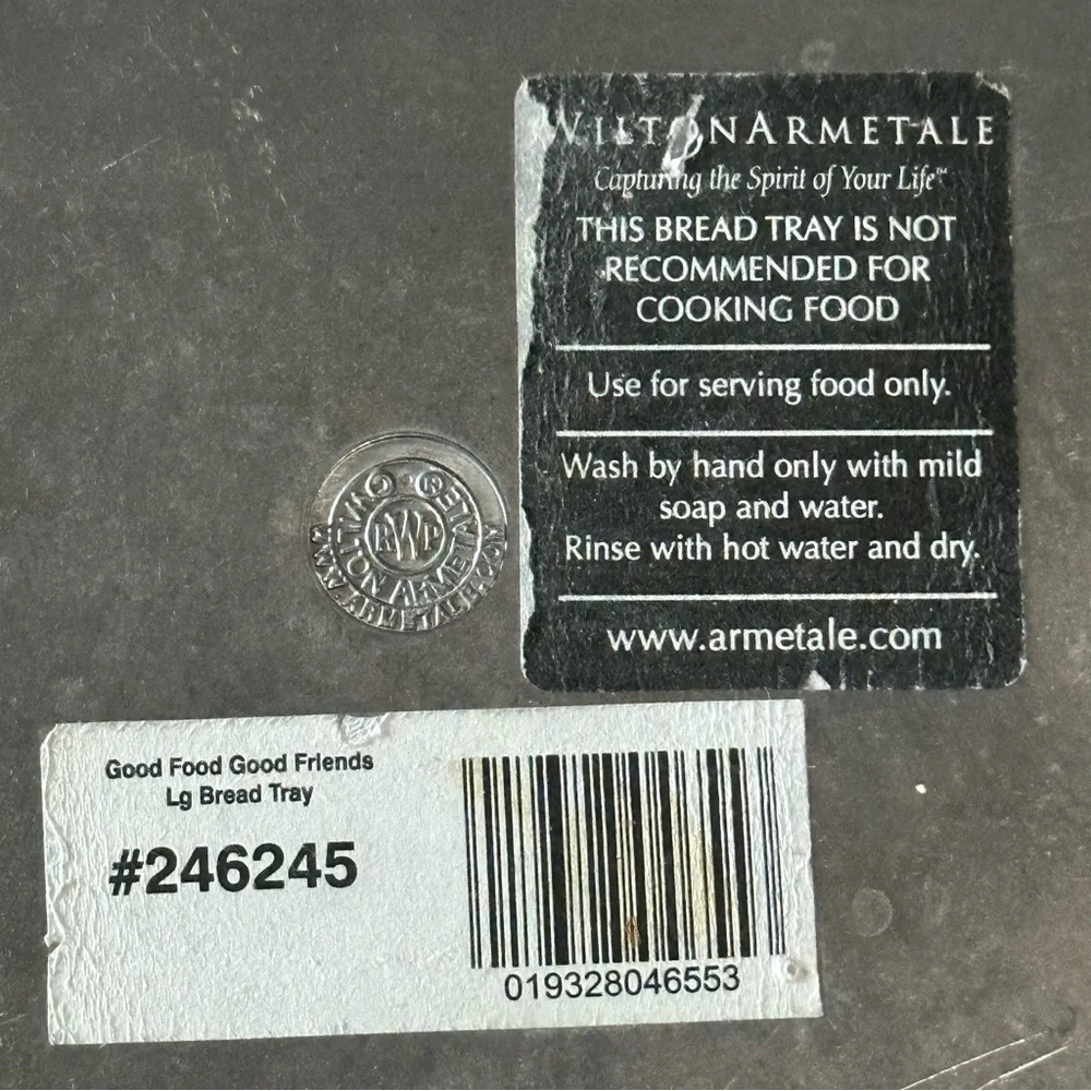 Wilton Armetale pewter bread tray GOOD FOOD GOOD FRIENDS serveware fruit